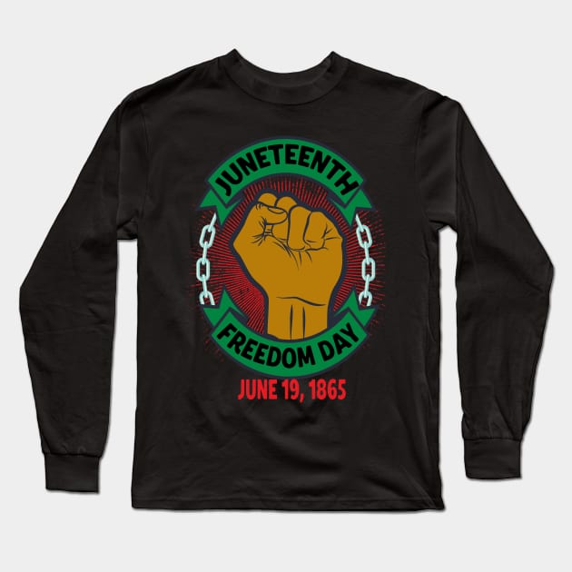 Juneteenth Day Pan African Colors Black History Fist Edit View Long Sleeve T-Shirt by Kdeal12
